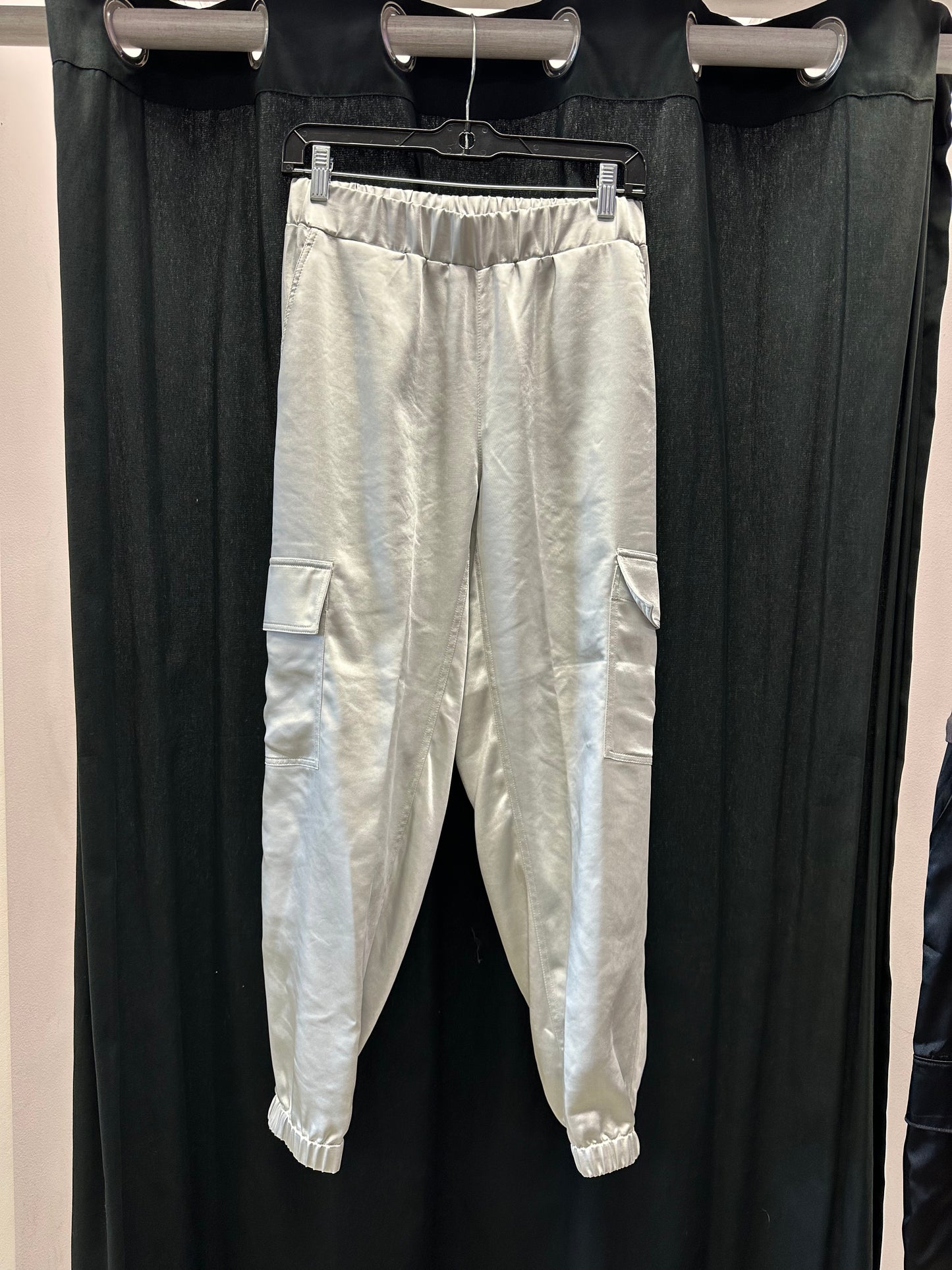 Satin Cargo Joggers Platinum