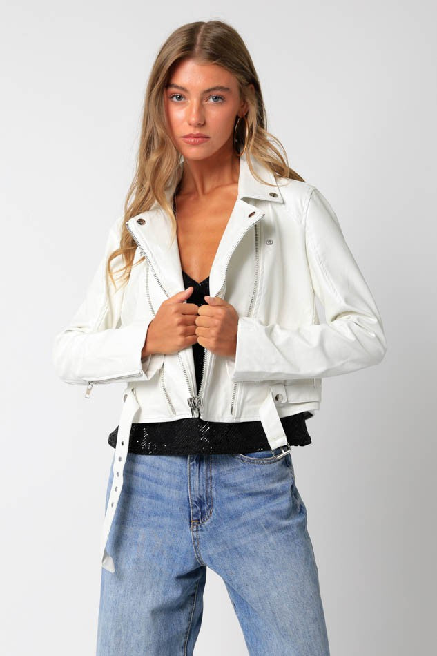 White Moto Jacket