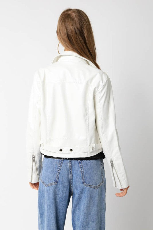 White Moto Jacket