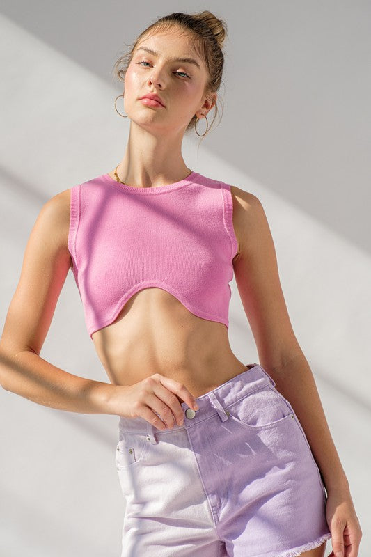 Dahlia Knit Crop Top Pink