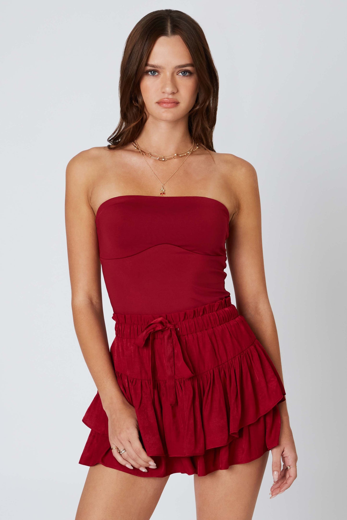Dakota Ruffle Skort Wine
