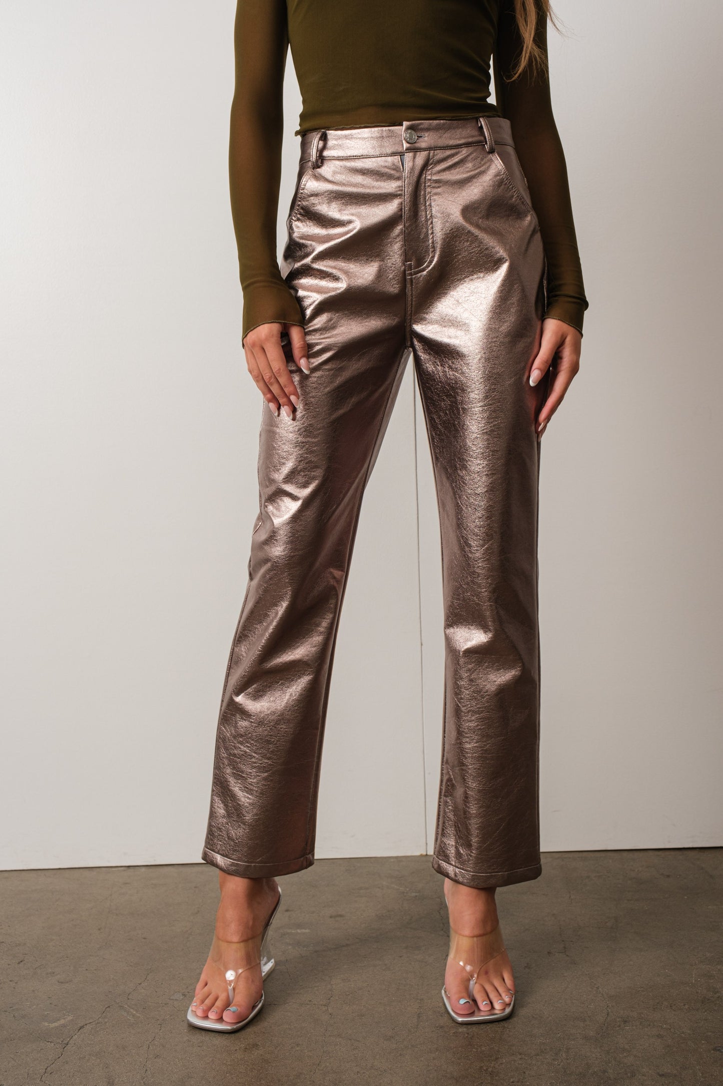 Metallic Faux Leather Pant