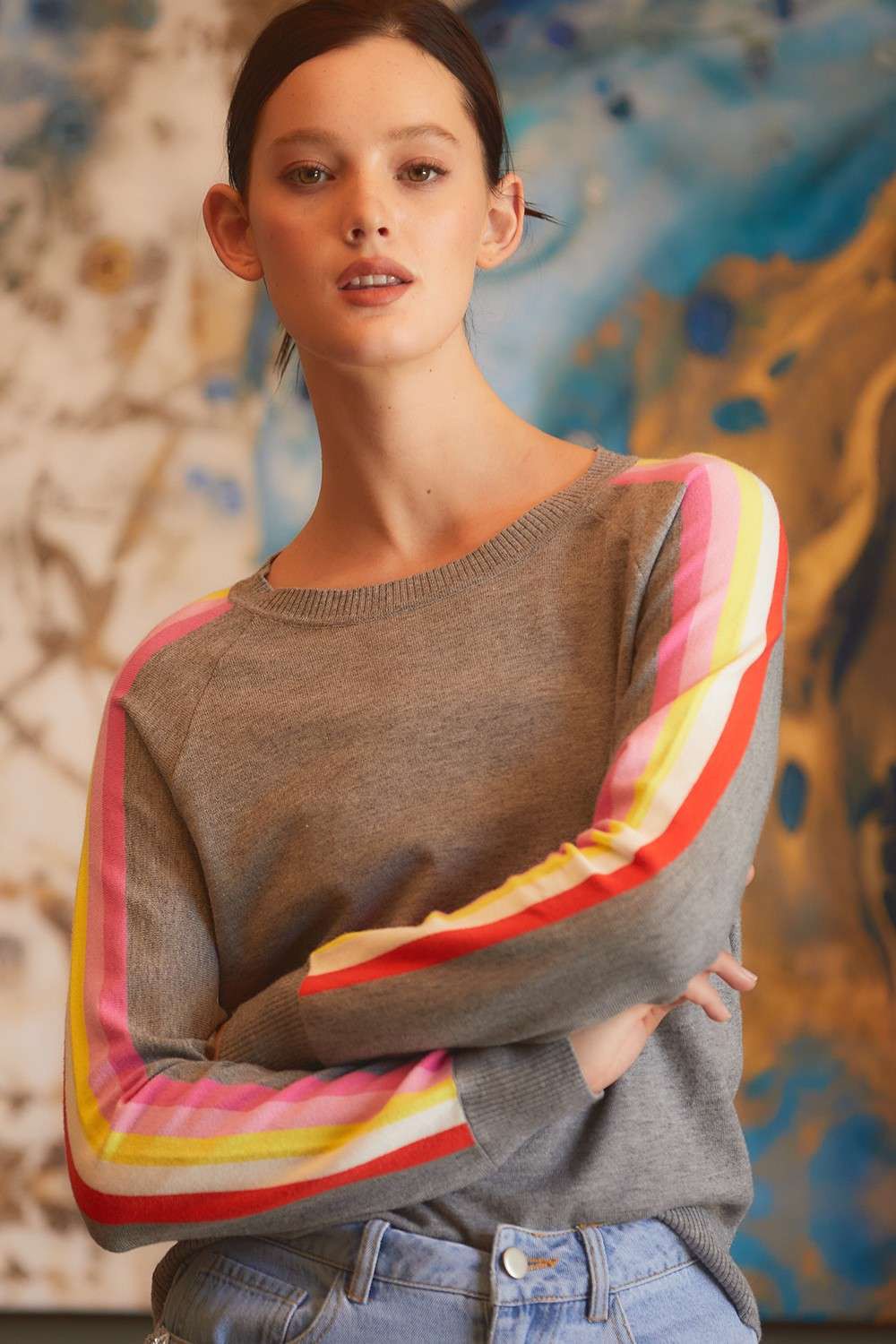 Color Block Sleeve Sweater