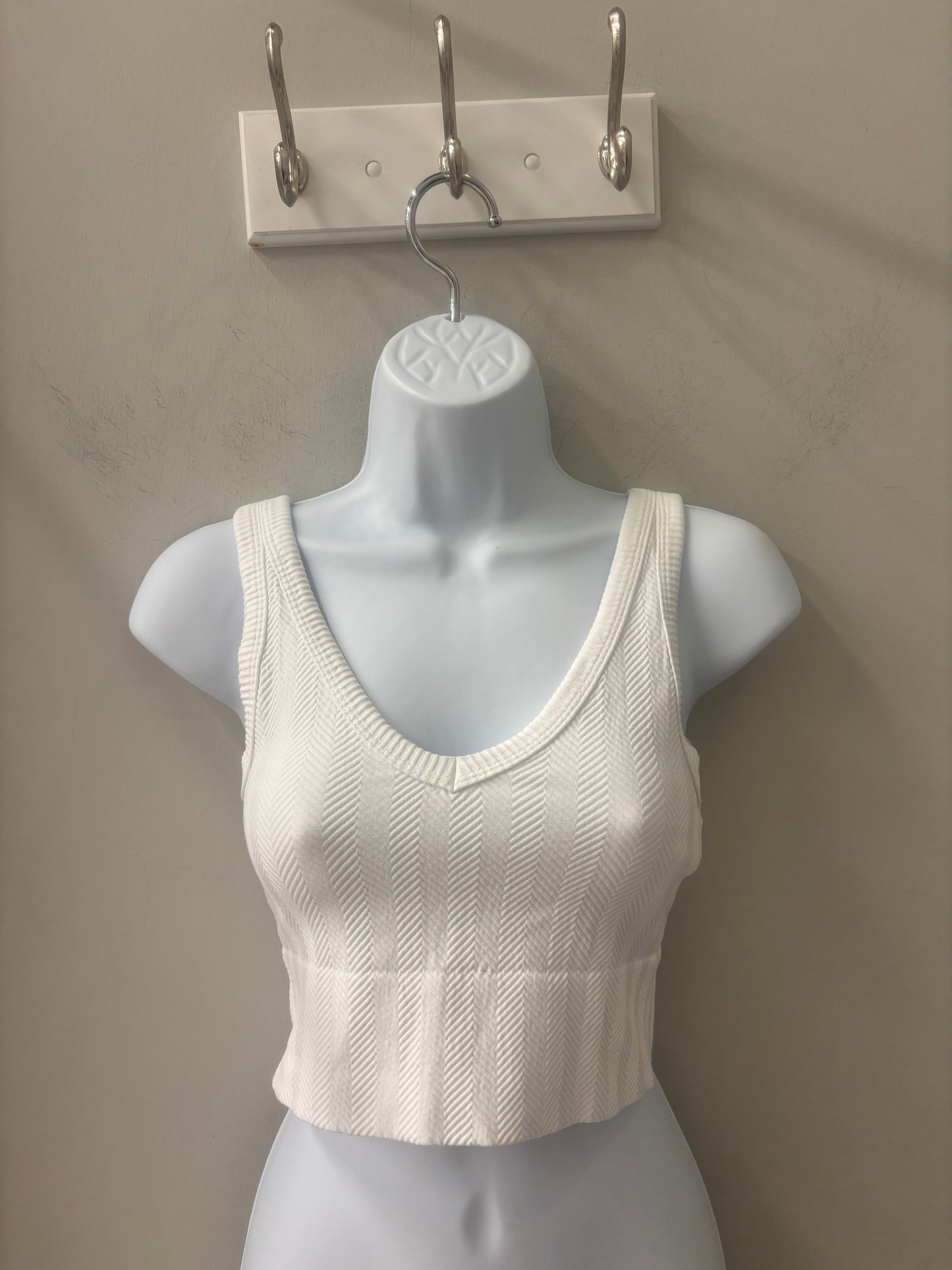 Reversible Herringbone Crop Top White