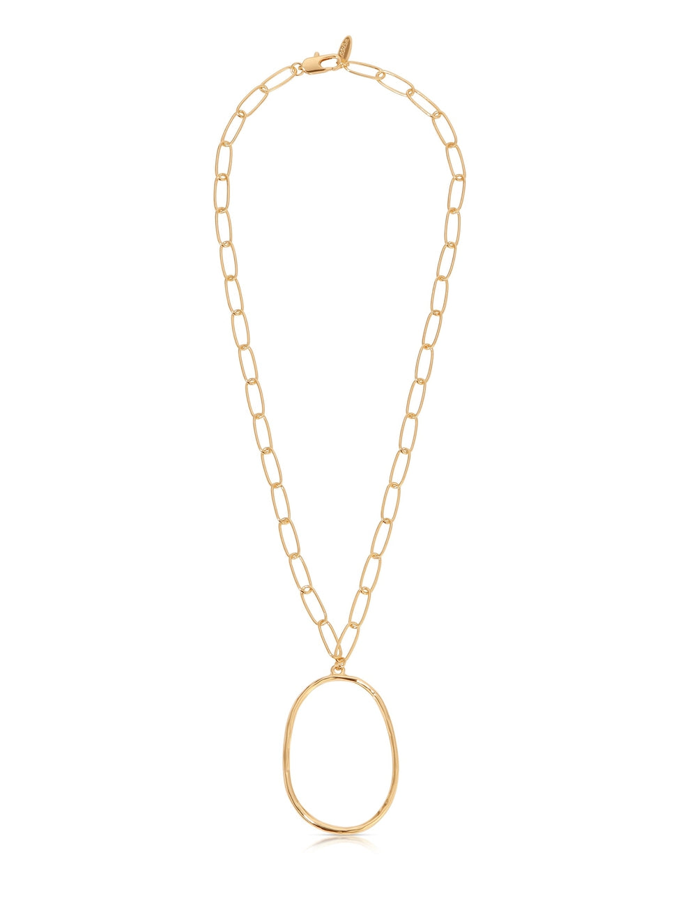 18K Gold Large Oval Pendant Chain Link