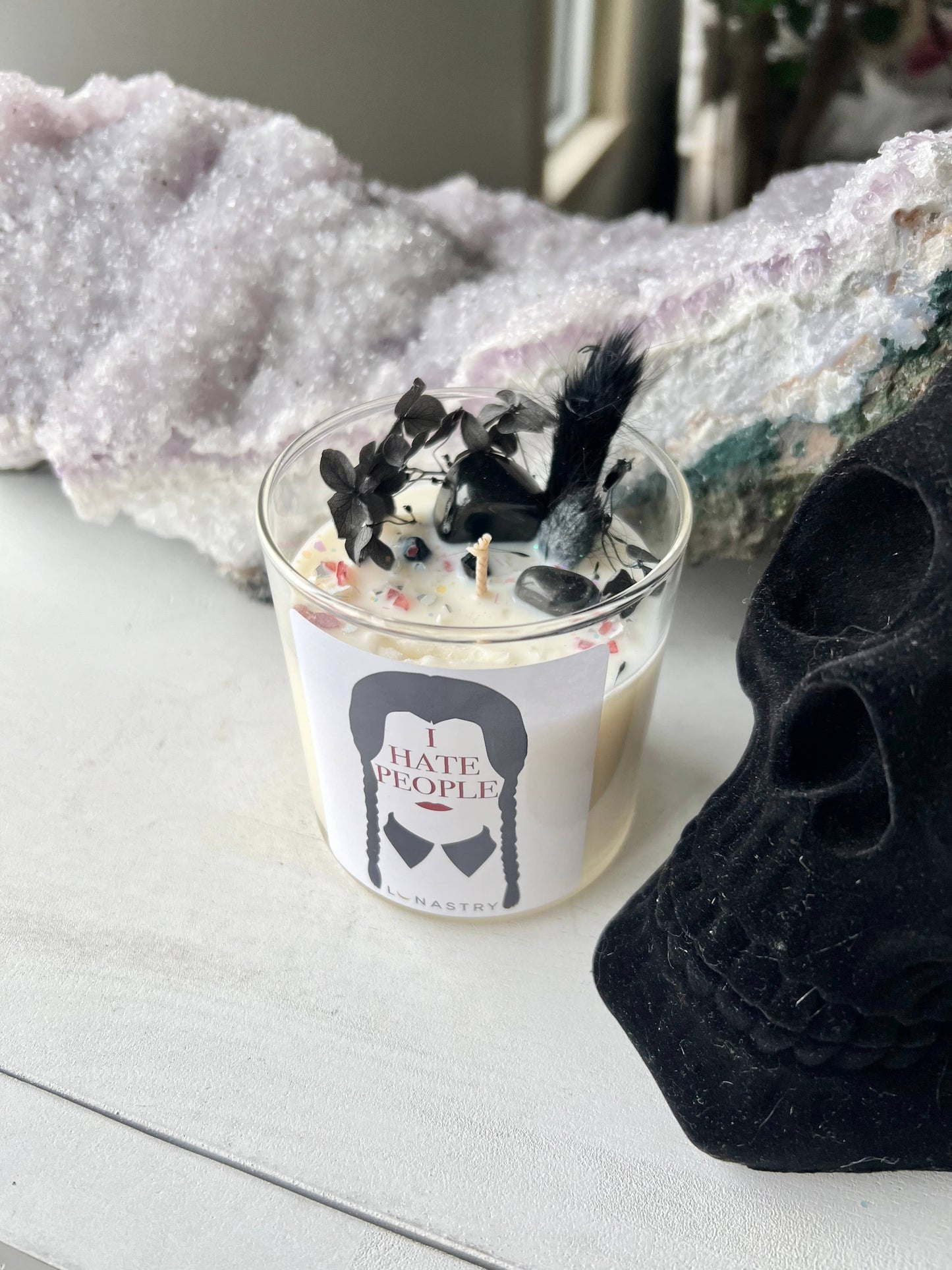 Wednesday Addams I hate people candle
