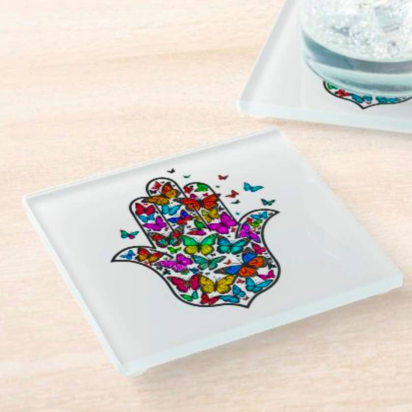 Oh So Pretty Hamsa Butterfly Coaster Set
