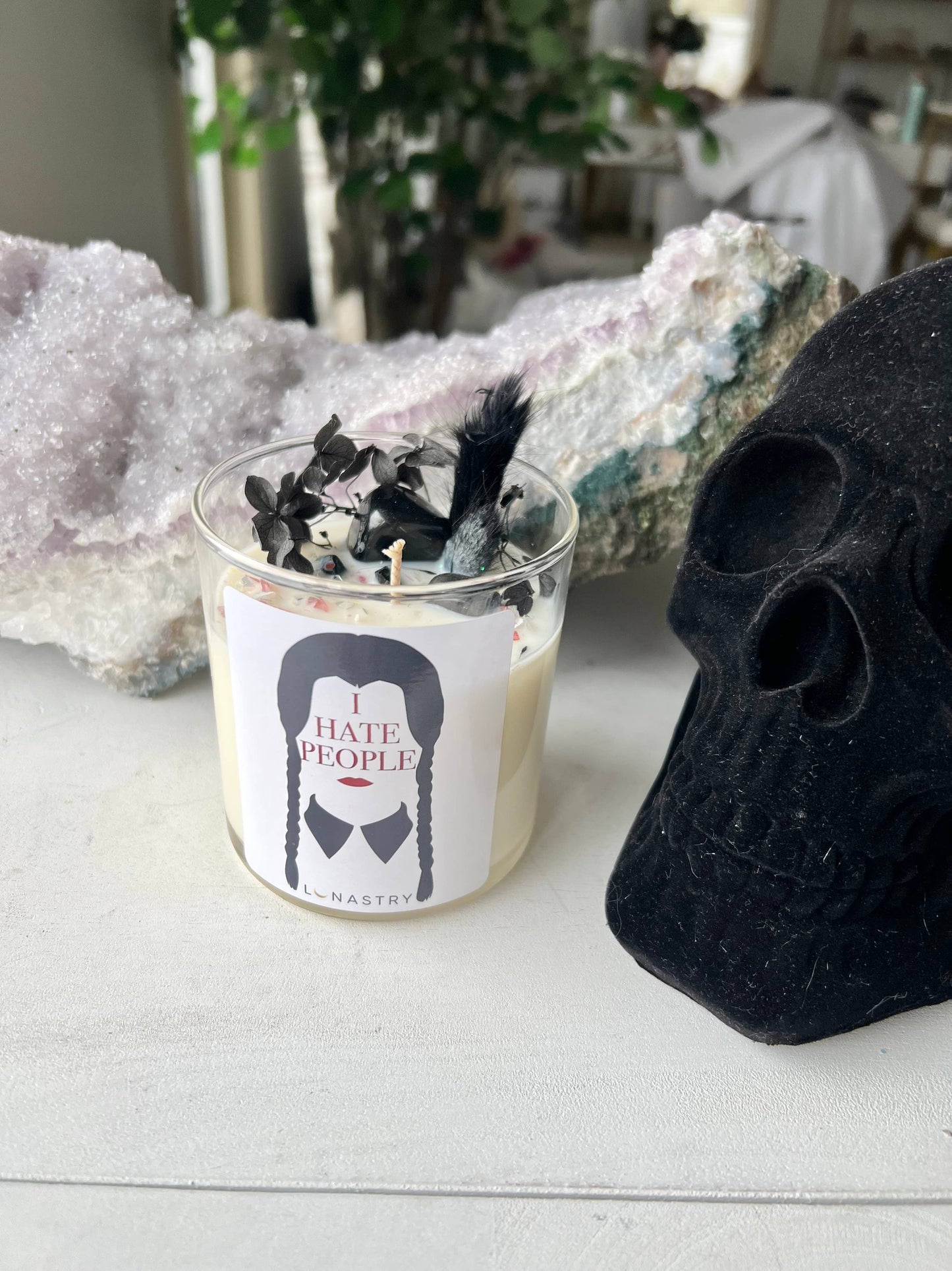 Wednesday Addams I hate people candle