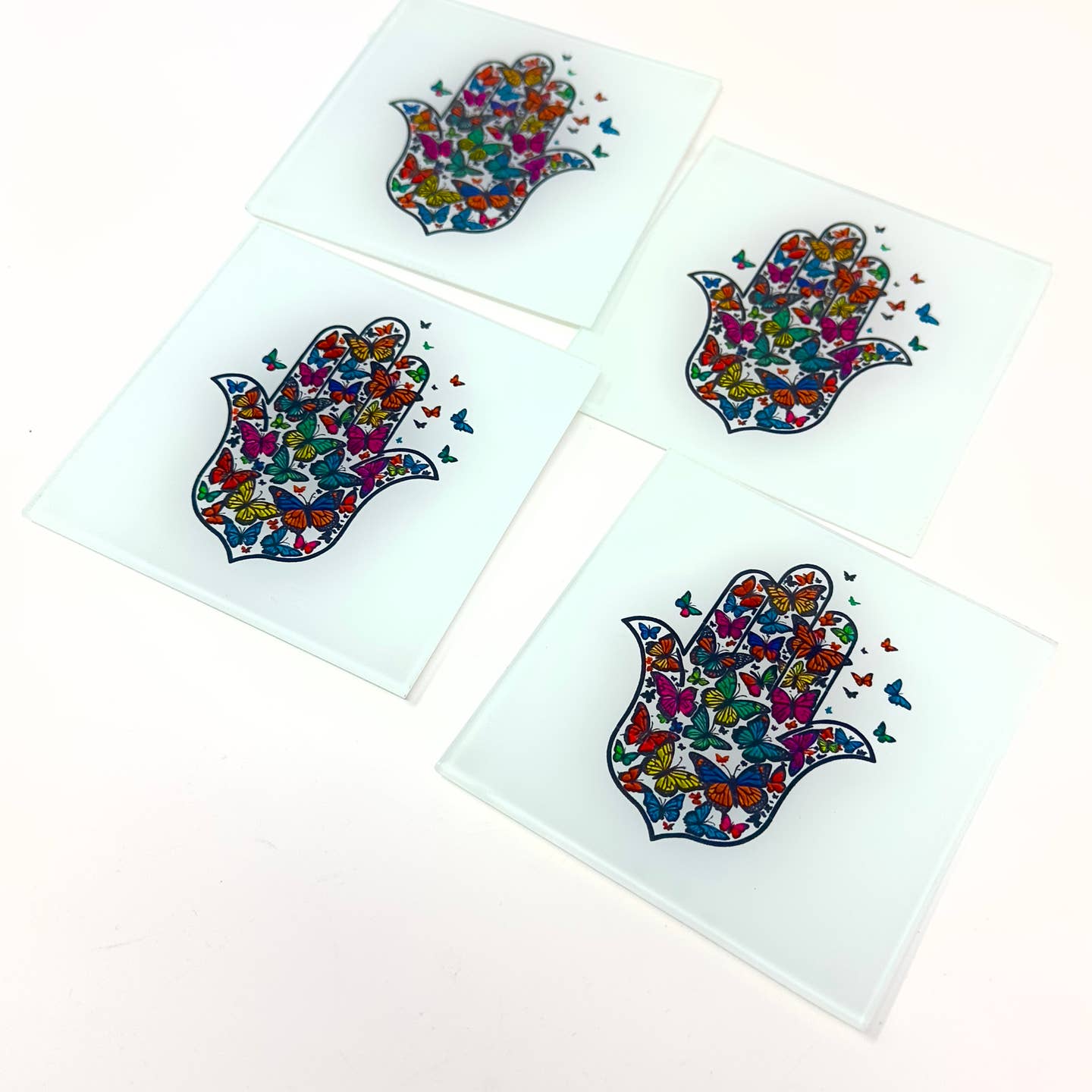 Oh So Pretty Hamsa Butterfly Coaster Set