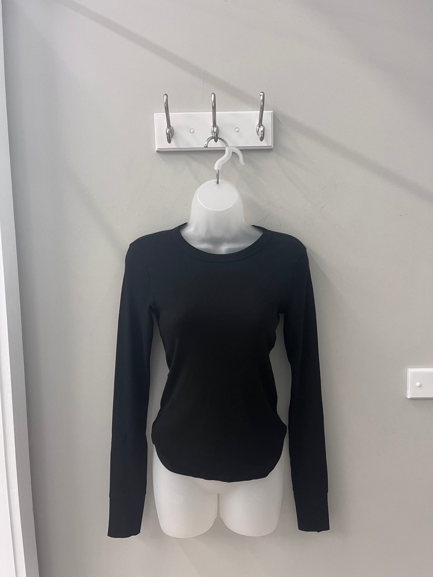 Long Sleeve Rib Crew Black