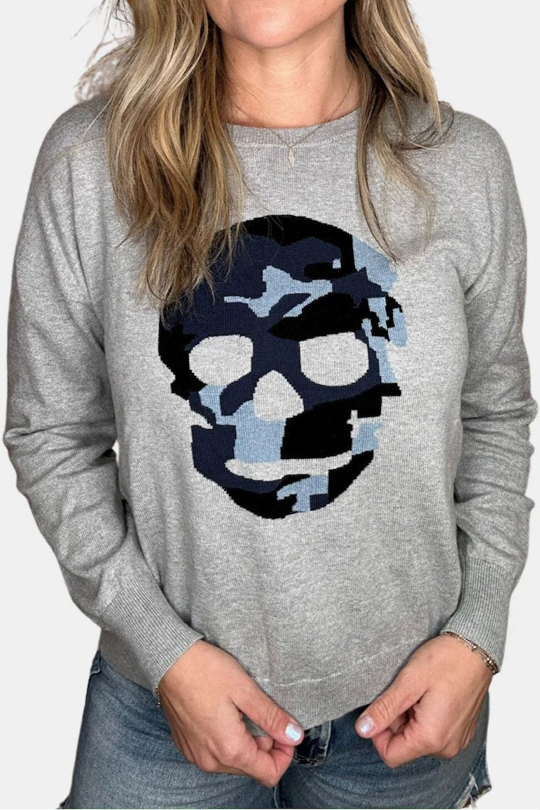 Camo Skull Crew Heather Gray
