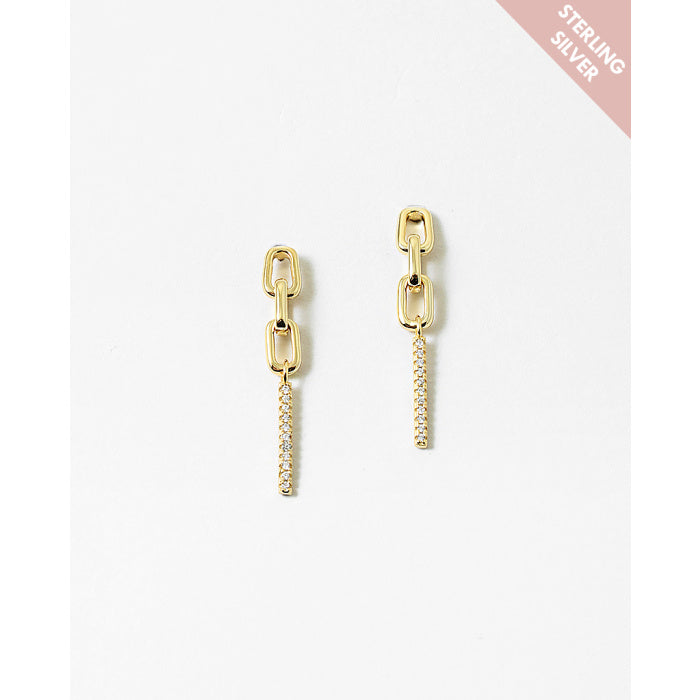 CZ Link Earring Gold