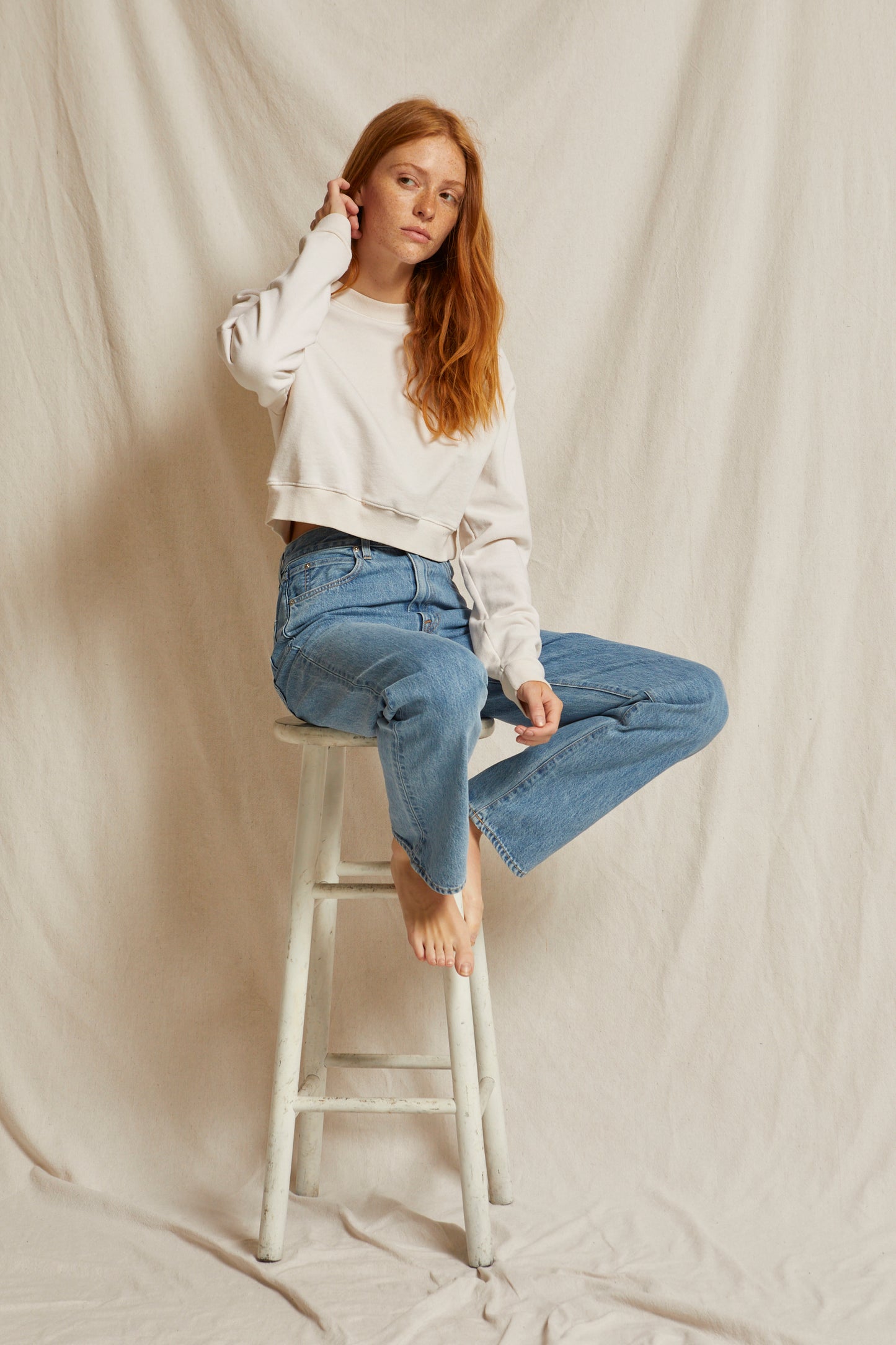 Mandy Cropped Crew in Sugar