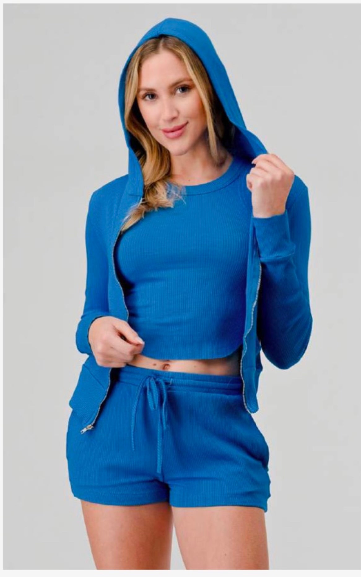 Hooded Zipper Jacket Blue