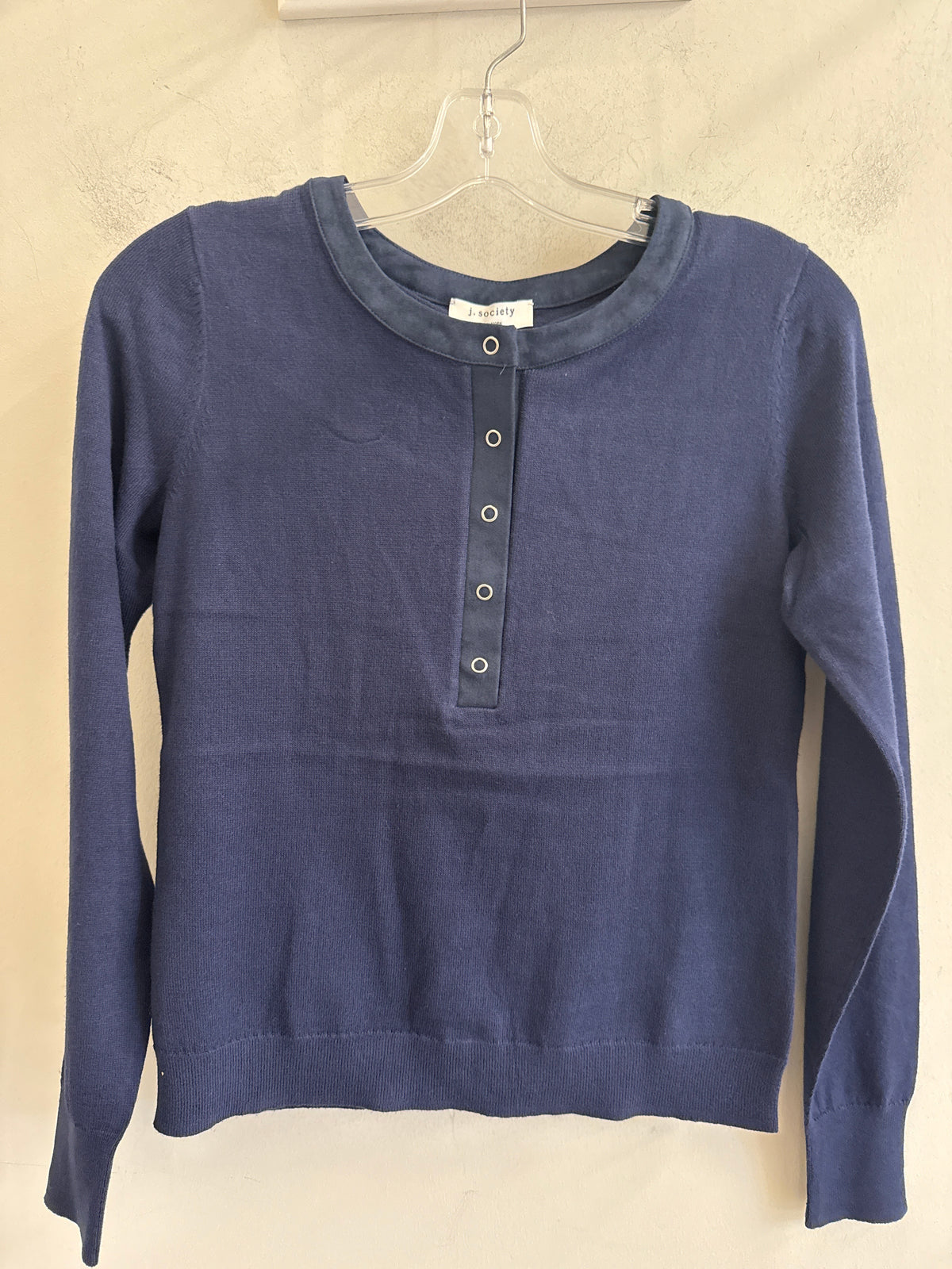 J. Society Suede Trim Henley Navy