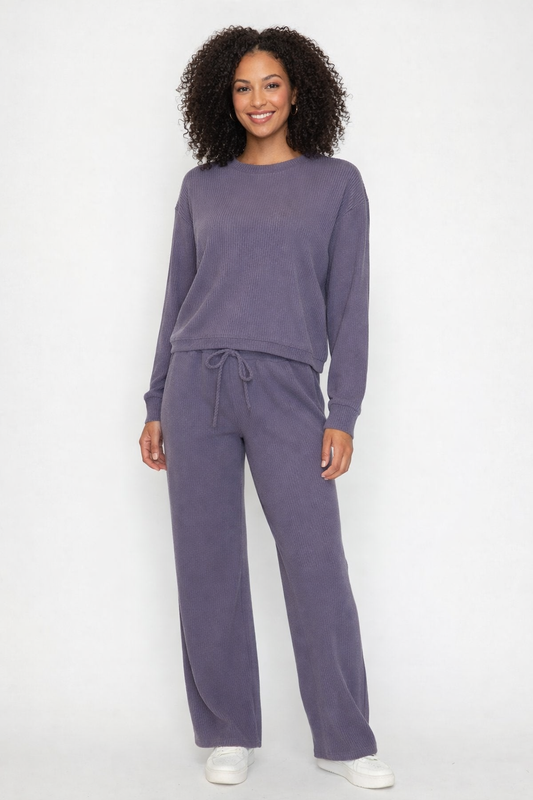 Muse Ribbed Crewneck Dusty Purple