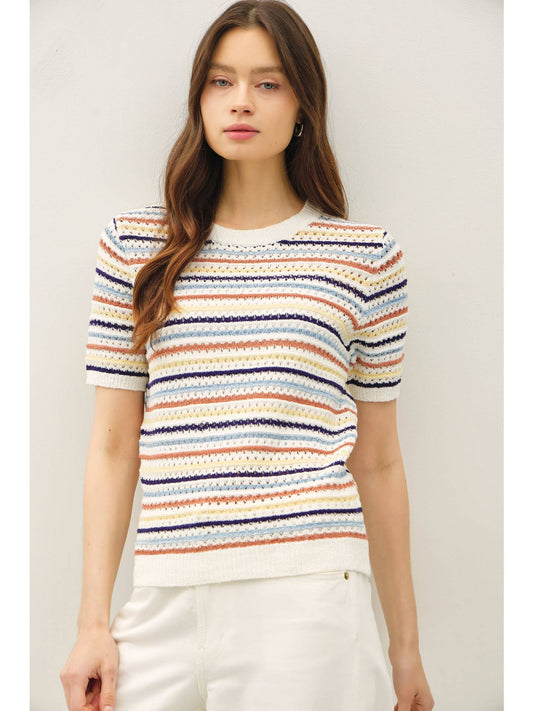 Multi Colored Textured Sweater