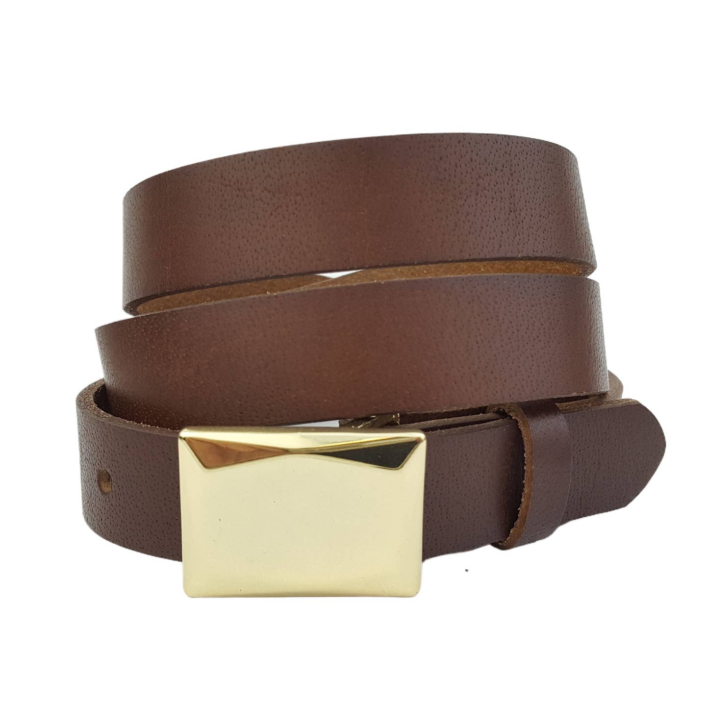 Faceted Gold Buckle Belt Brown