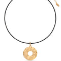 Hammered Circle Cord Necklace