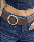 Leah Vintage Leather Luxe Buckle Belt Brown