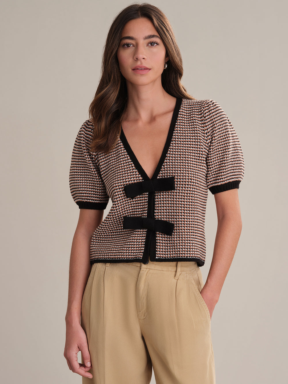 Elaine Marled Bow Cardigan Sea Salt