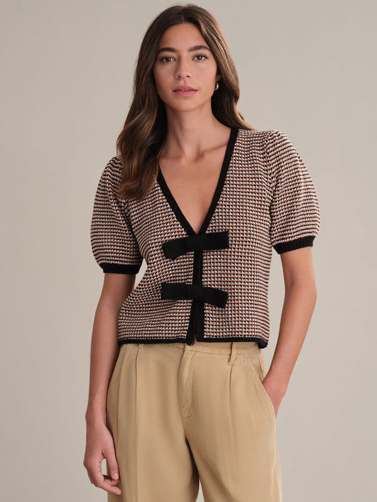 Elaine Marled Bow Cardigan Sea Salt
