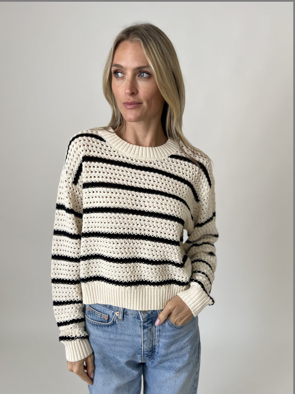 Harbor Crochet Striped Sweater