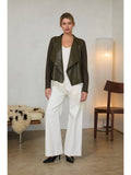 Mixed Media Faux Leather Jacket