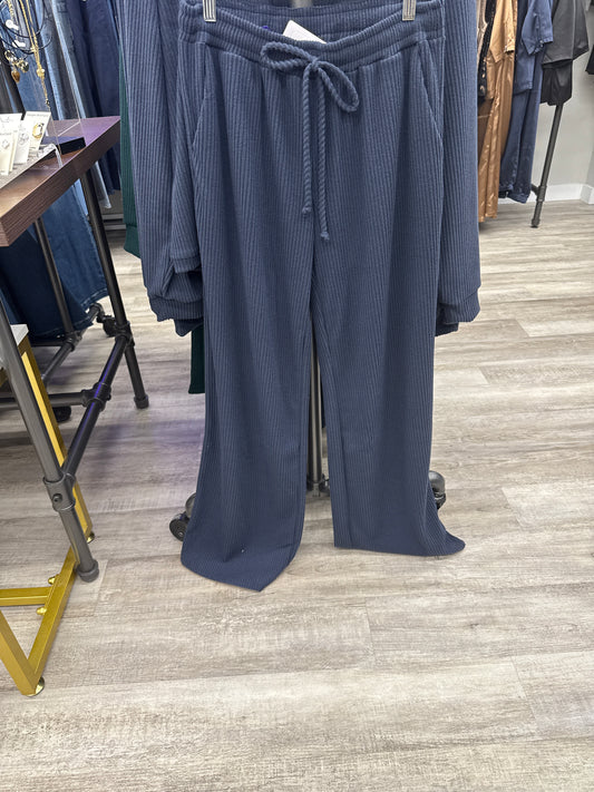 Muse Ribbed Wide Leg Pant Navy