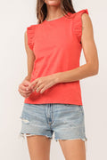 North Ruffle Trim Top Papaya