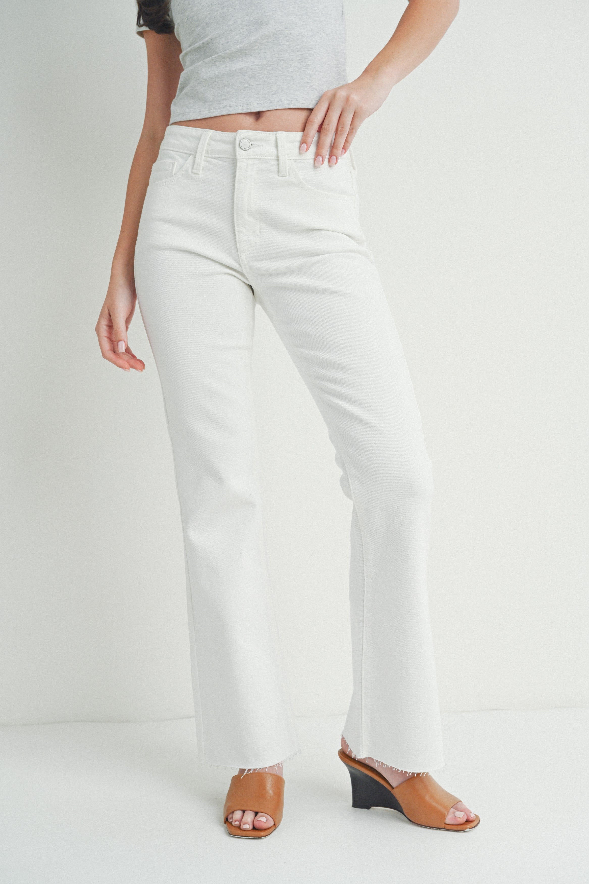 White Mid Rise Classic Flare