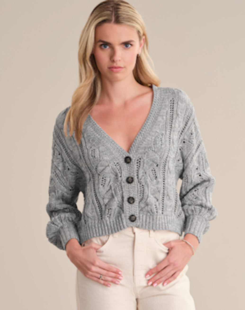 525 Brielle Pointelle Cable Cardi