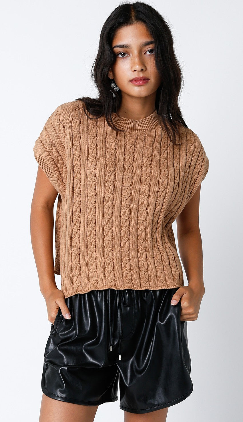 Alina Sweater Vest in Tan