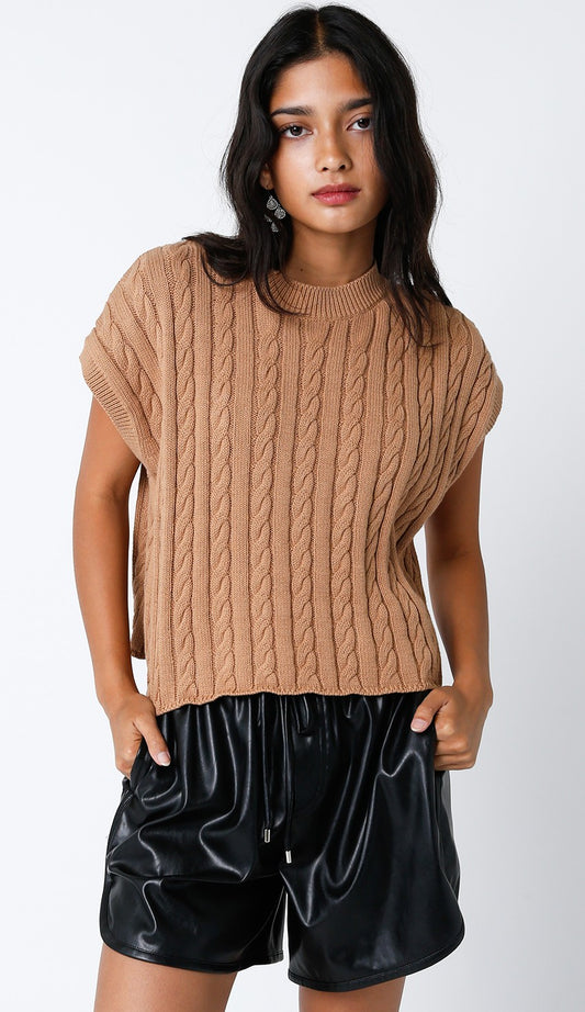 Alina Sweater Vest in Tan