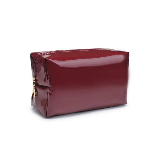 Burgundy Patent Cosmetic Pouch