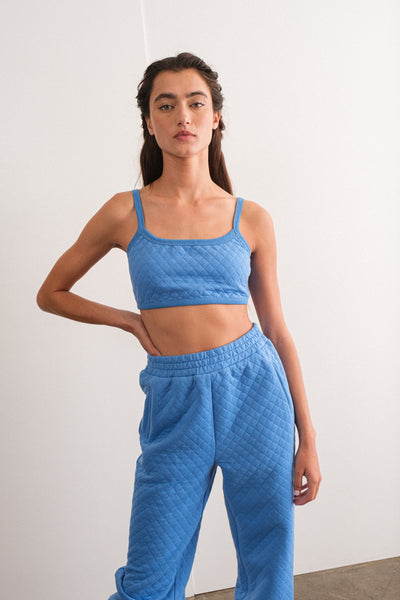 Lara Quilted Fabric Crop Top And Jogger Pants Set