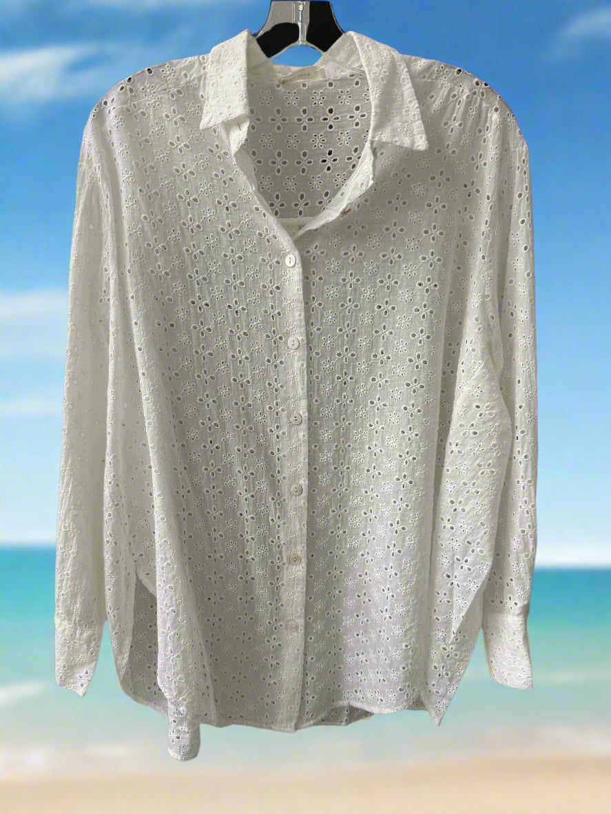 Eyelet Button Down Shirt