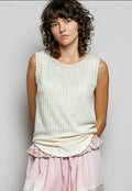 Round Neck Sleeveless Trim Tank Yellow