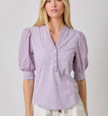 Puff Sleeve Contrast Top