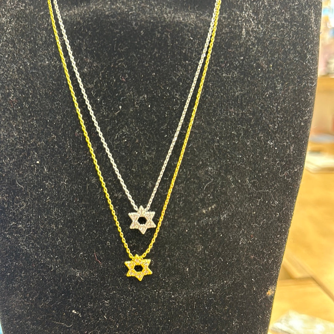 Mini Gold Plated Star Of David Necklace