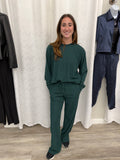 Muse Ribbed Wide Leg Pant Hunter Green