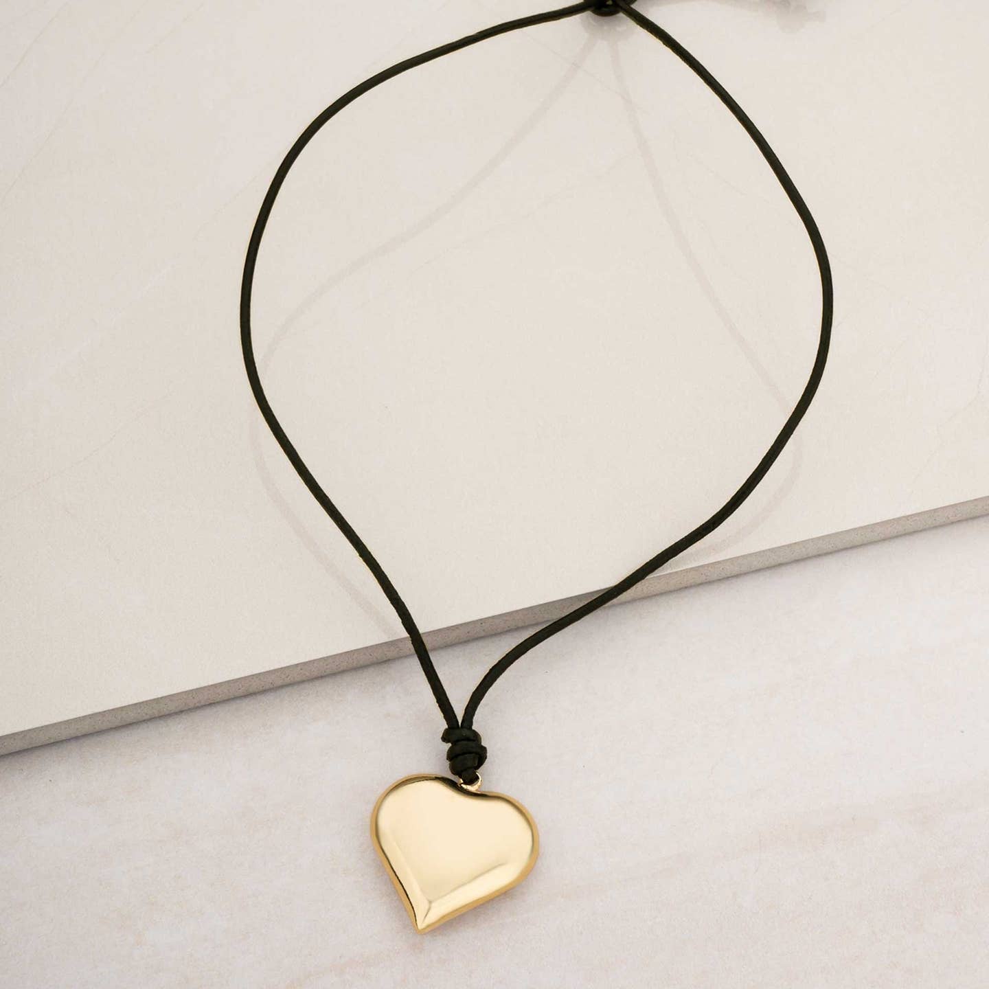 18k Gold Plated Heart Pendant Adjustable Cord Necklace