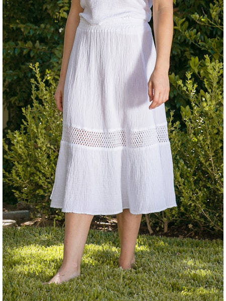 White Gauze & Crochet Skirt