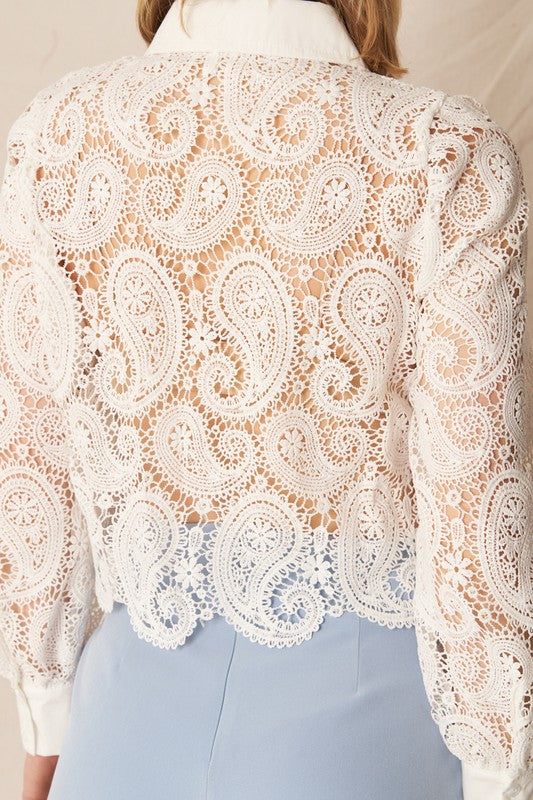 Paisley Lace Blouse White