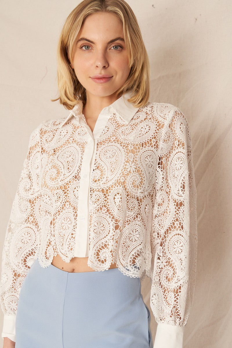 Paisley Lace Blouse White