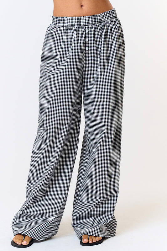 Gingham Plaid Boxer Pants Black/White