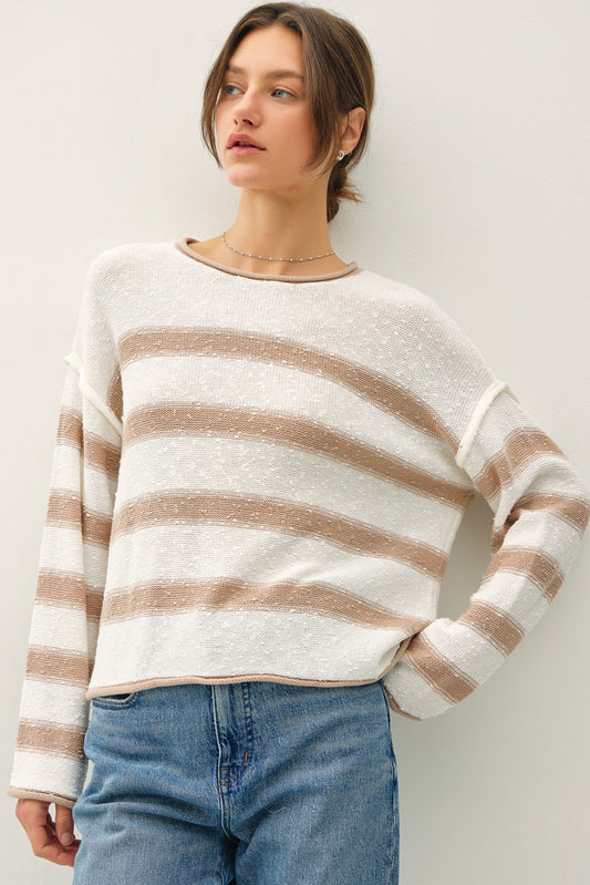 Taupe Striped Sweater