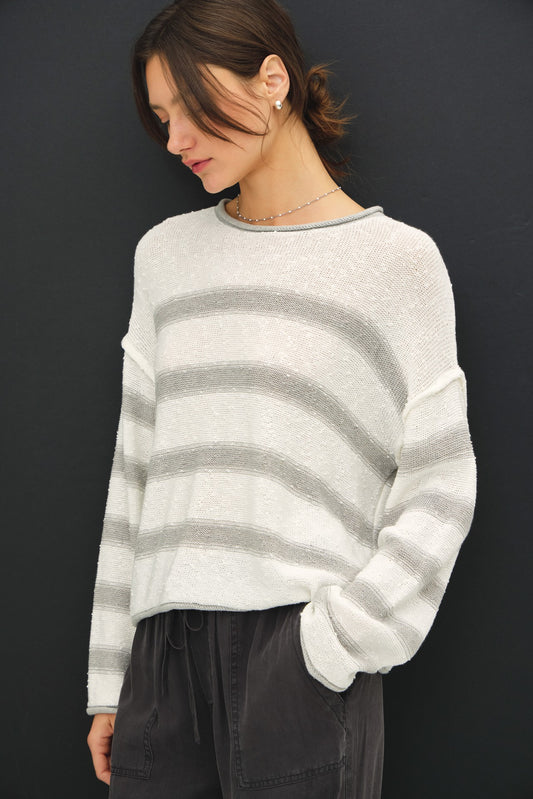 Grey Striped Sweater