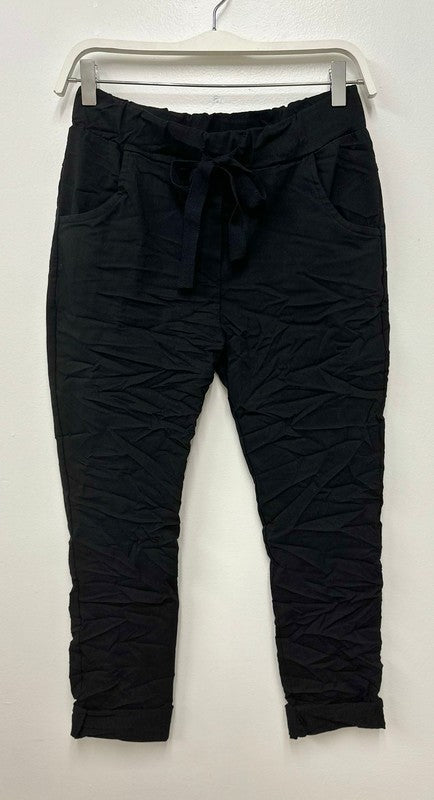 Straight Crinkle Jogger Pants Navy