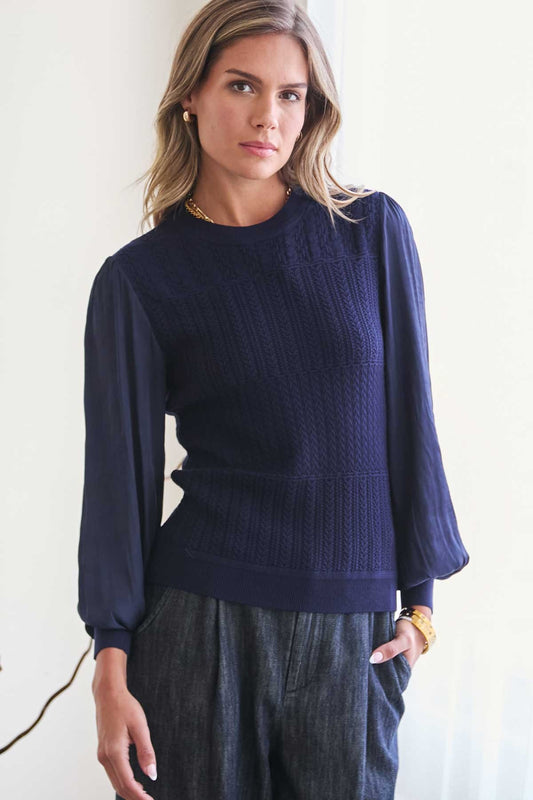 Woven Combo Sweater